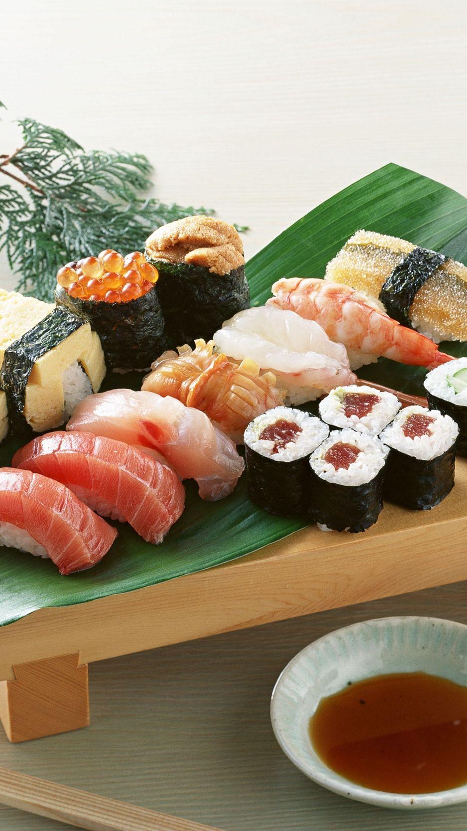938x1668 Download wallpaper 938x1668 rolls, sushi, seafood, plate, food