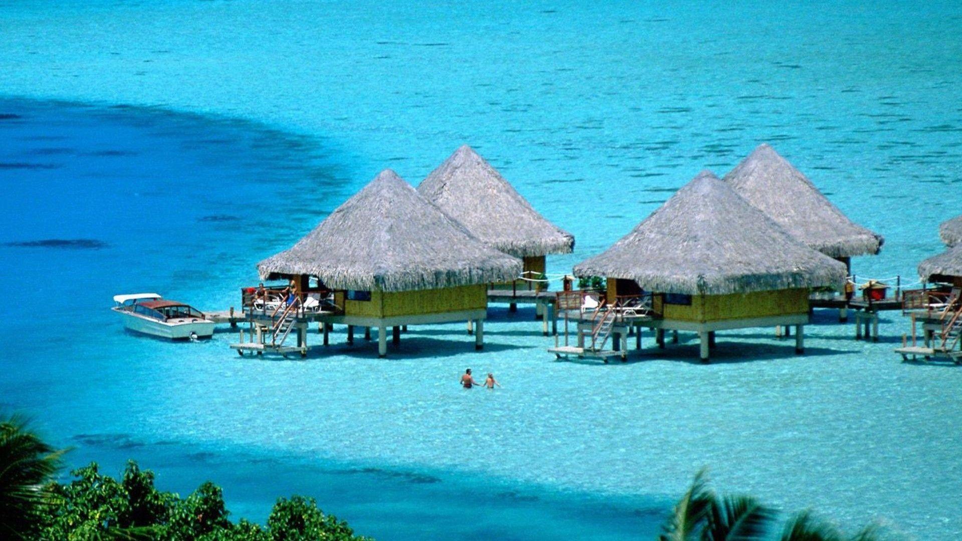 1920x1080 SimplyWallpaper.com: Bora Bora French Polynesia islands landscapes