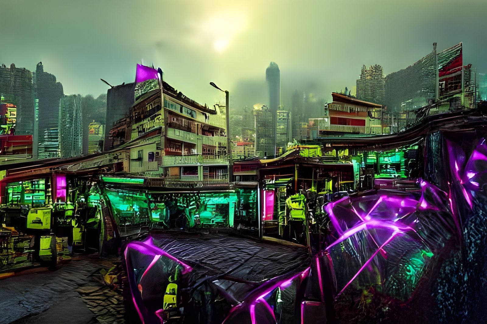 1600x1067 Cyberpunk city in the smog