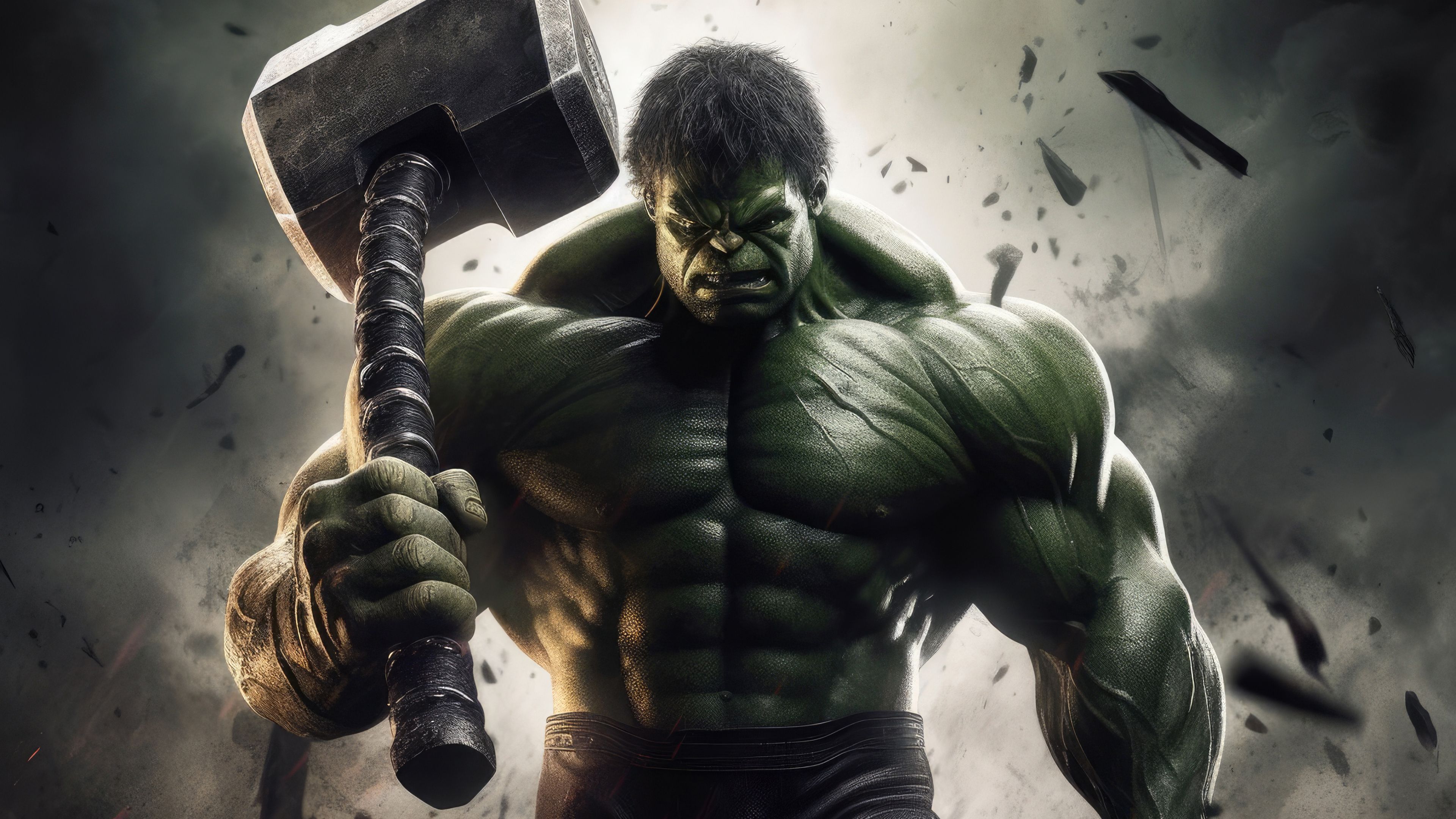 3840x2160 Hulk With Thor Hammer