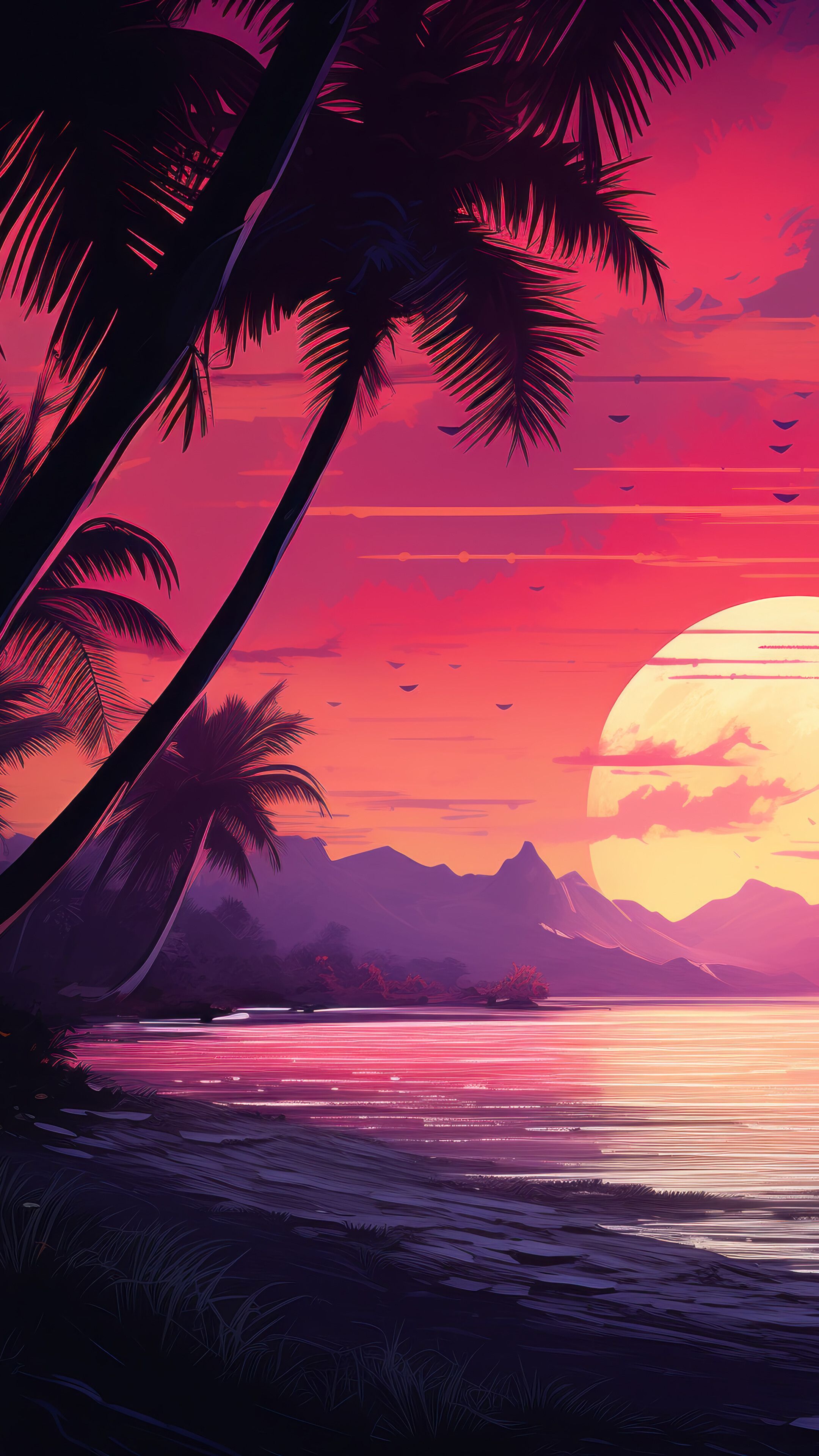 2160x3840 Sunset Beach Scenery 4K Wallpaper