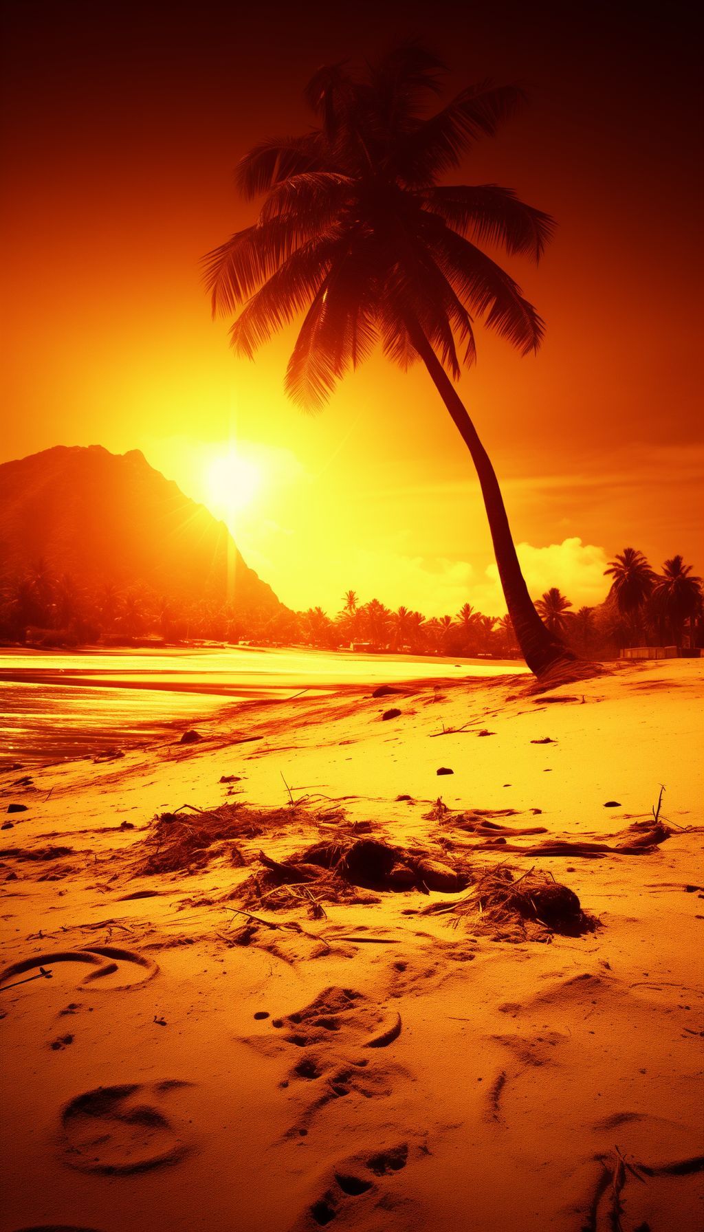1024x1792 Tropical Sunset iPhone Wallpaper