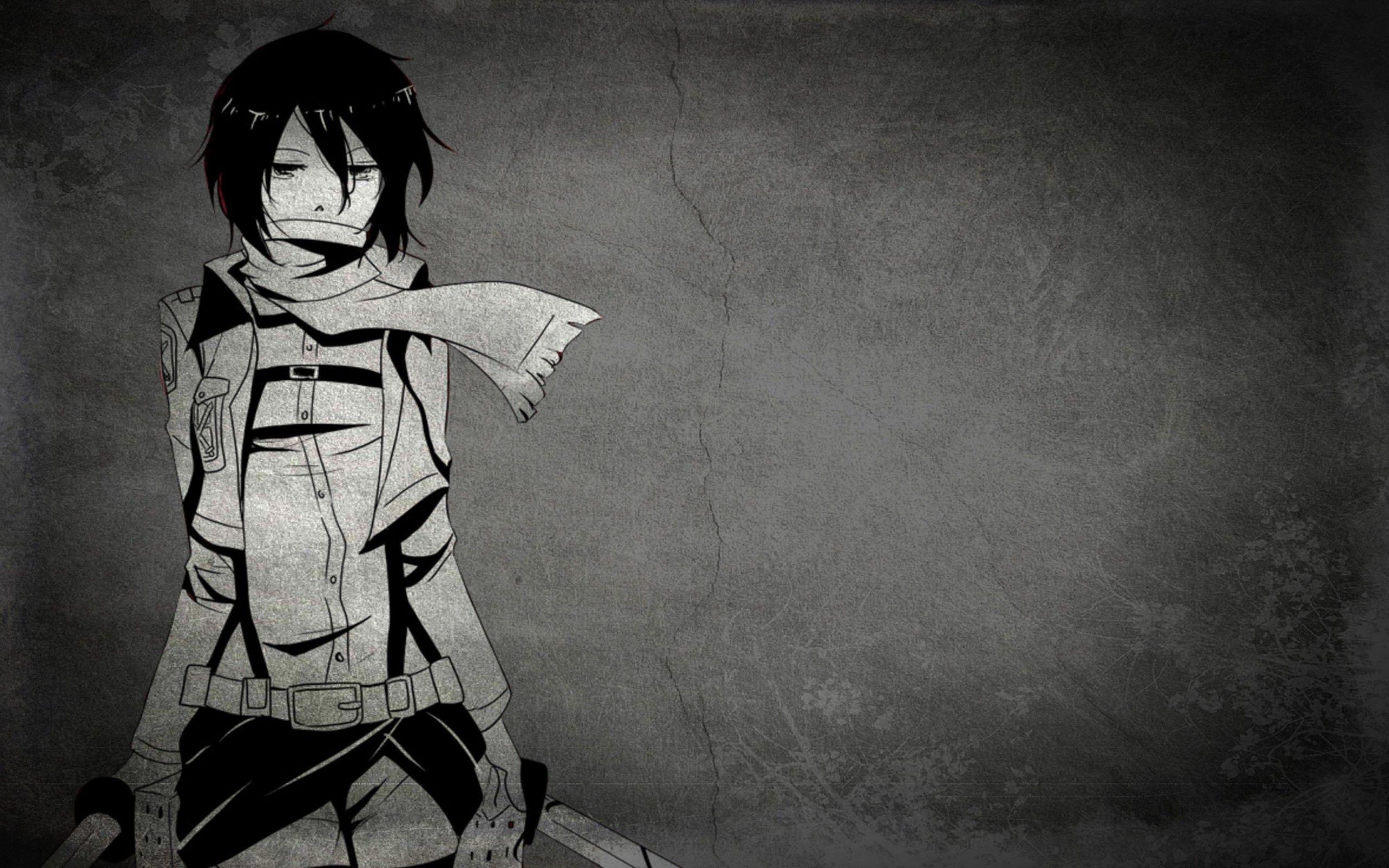 Black and white anime wallpaper for desktop PC by kawaiig0th3 on DeviantArt