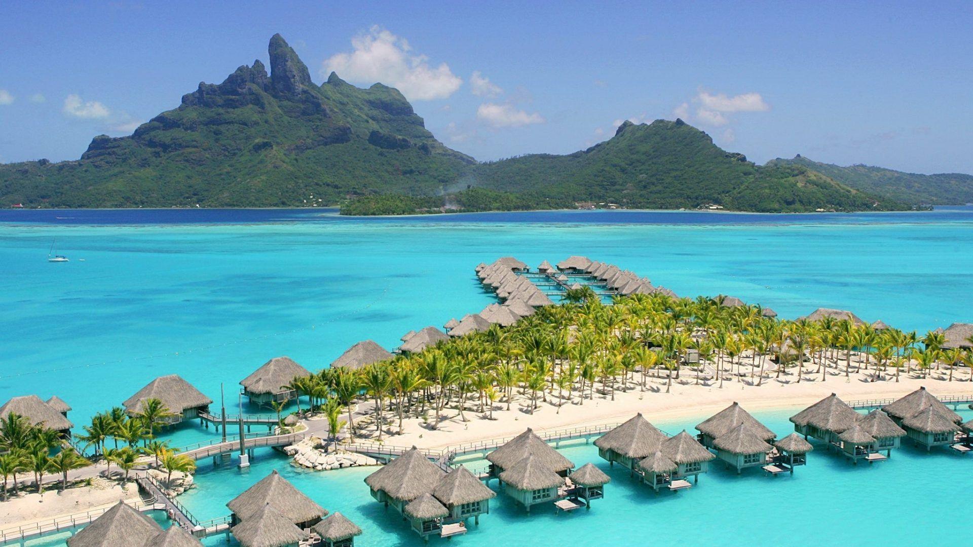 1920x1080 Atoll Tag wallpaper: Atoll Blue Paradise Retreat Spa Bed Modern Sea