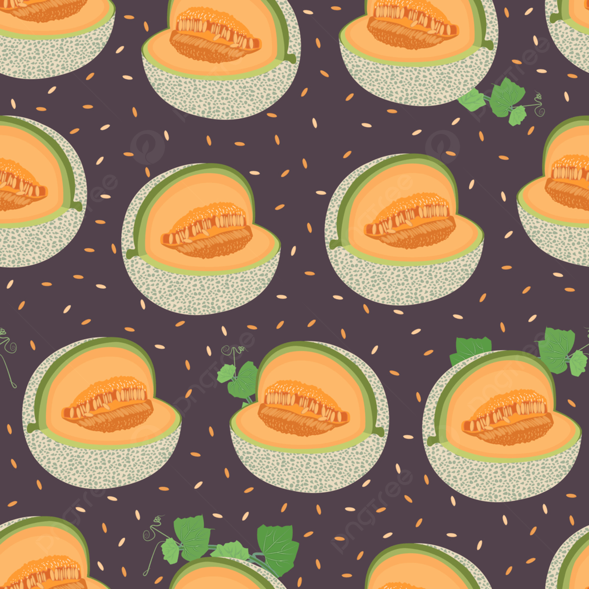 1200x1200 Melon Cut Seamless Pattern On Brown