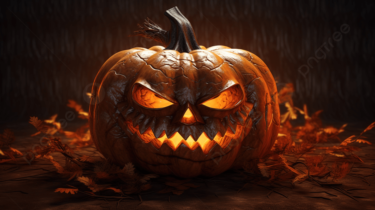 1200x673 3D Render Of Spooky Pumpkin Head