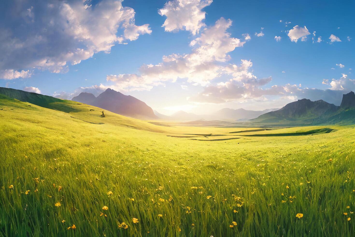 1470x980 Natural landscape of green field