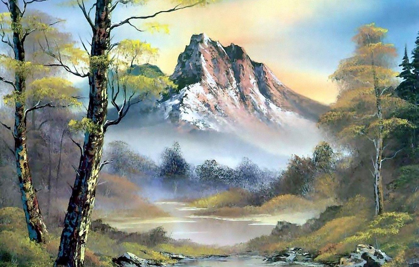 1332x850 Wallpaper forest, the sky, water, clouds, trees, landscape