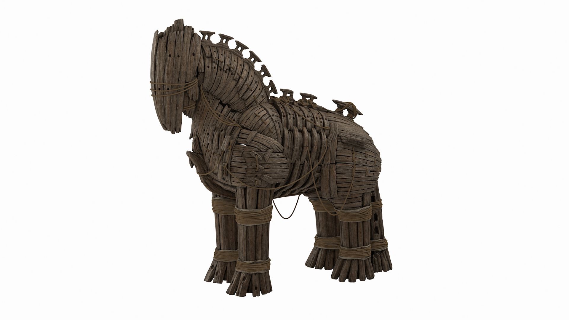 1920x1080 3D Wooden Trojan Horse Model