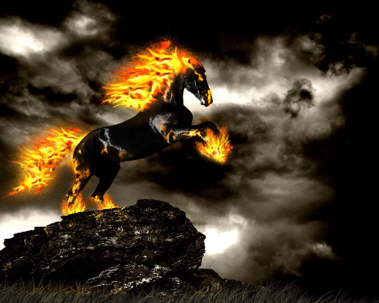 1280x1024 Download A Horse With Fire Wallpaper