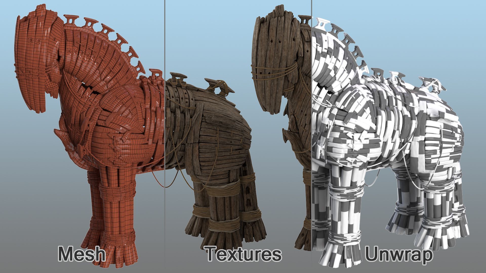 1920x1080 Wooden Trojan Horse 3D Model $139