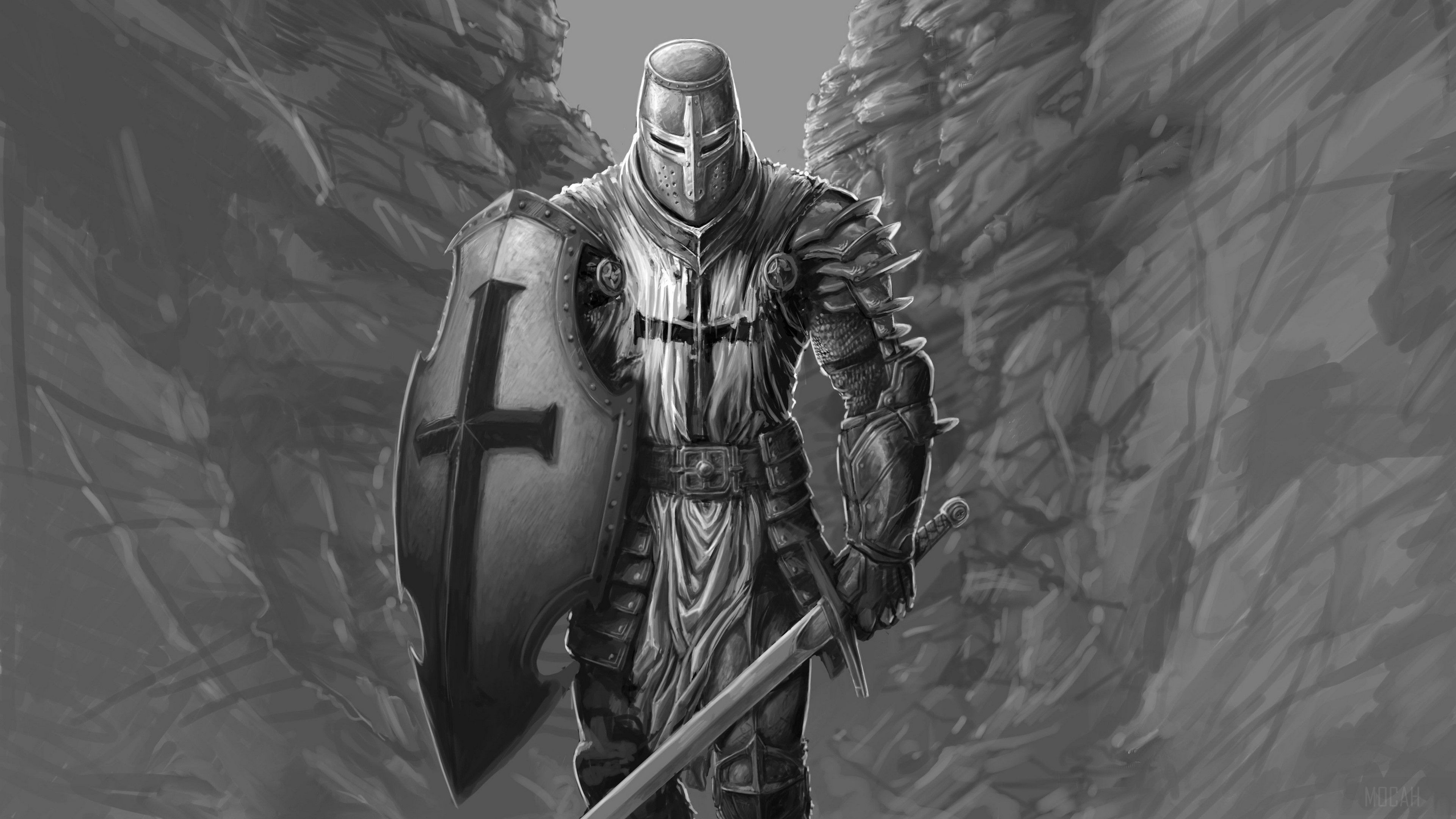 3840x2160 Knight, Shield, Sword, Warrior 4k, HD