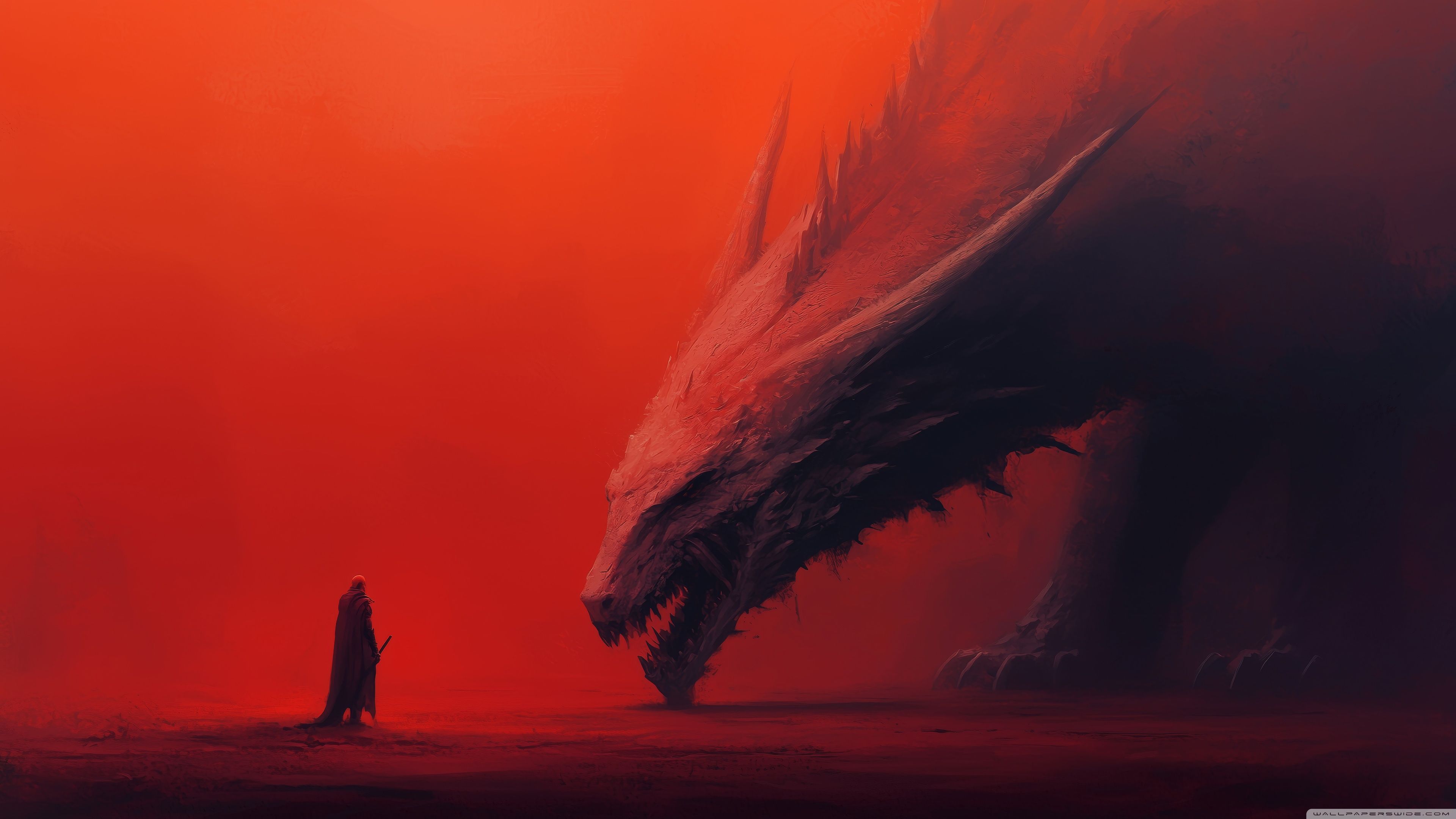 3840x2160 Warrior and Dragon Ultra HD Wallpaper