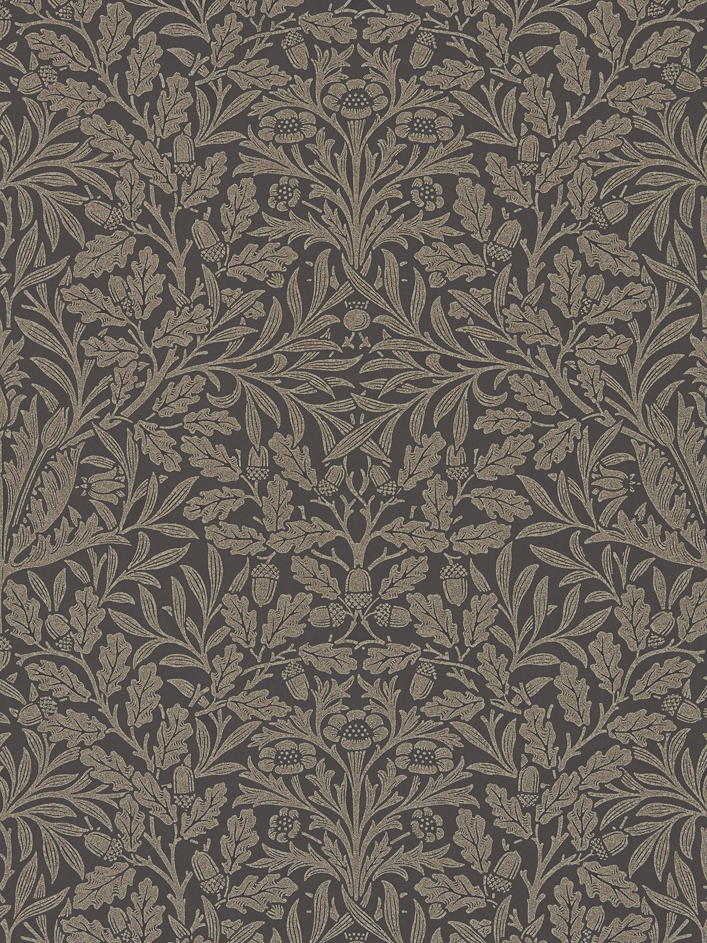 1440x1920 Morris & Co. Pure Acorn Wallpaper, Charcoal / Gilver DMPU216033