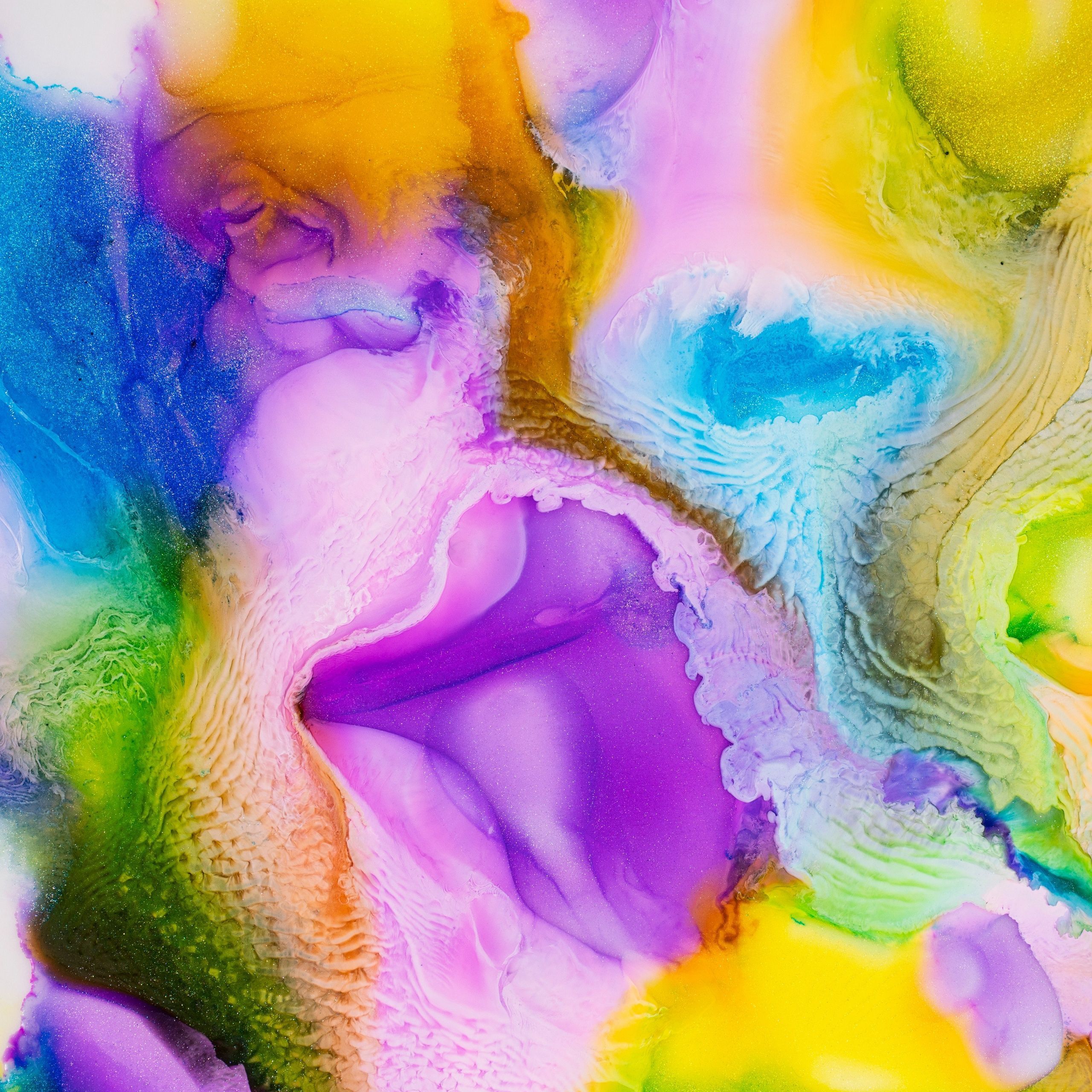 2560x2560 Liquid art Wallpaper 4K, Pearl ink