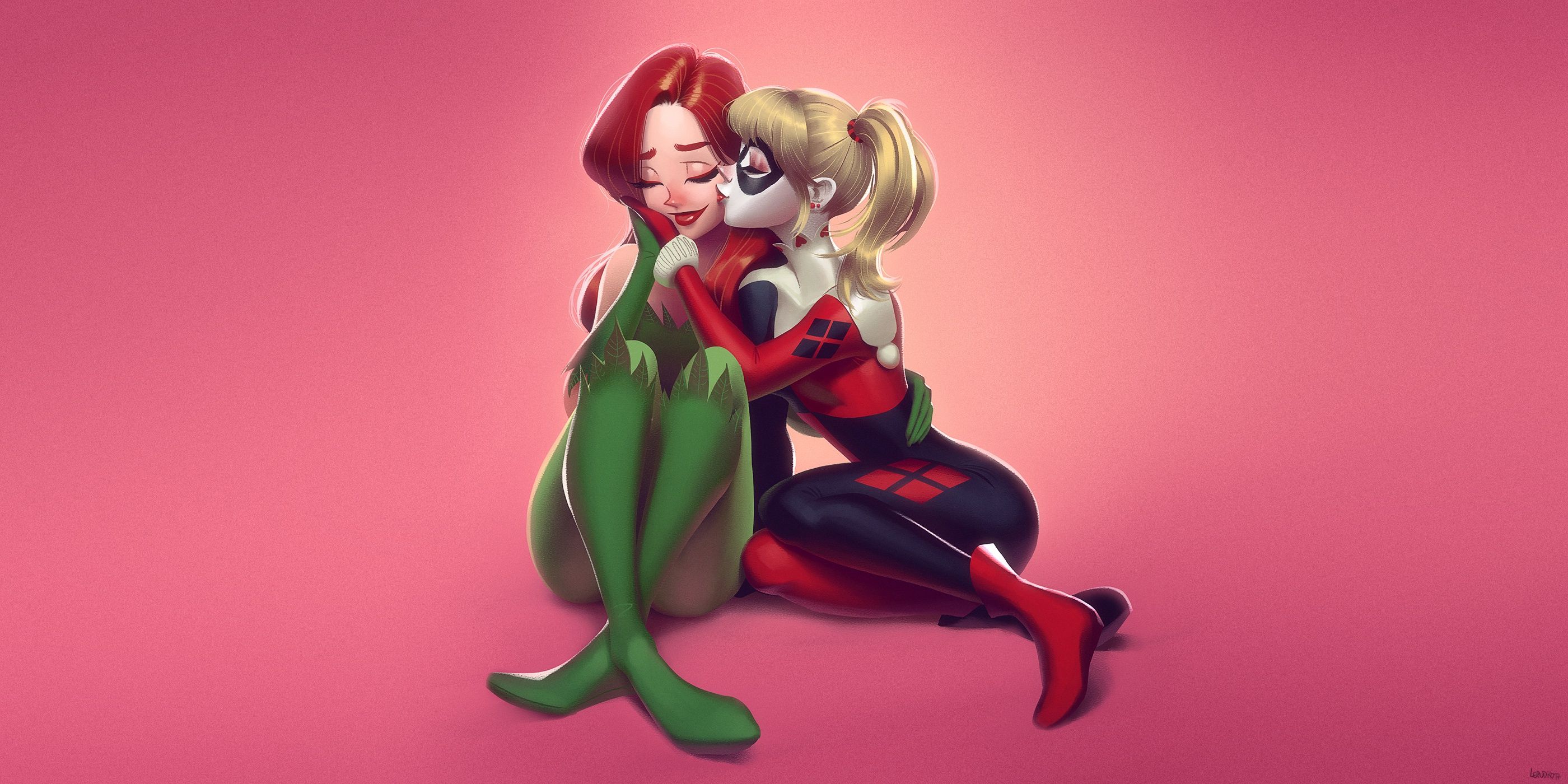 2800x1400 Poison Ivy, Harley Quinn, Batman, DC