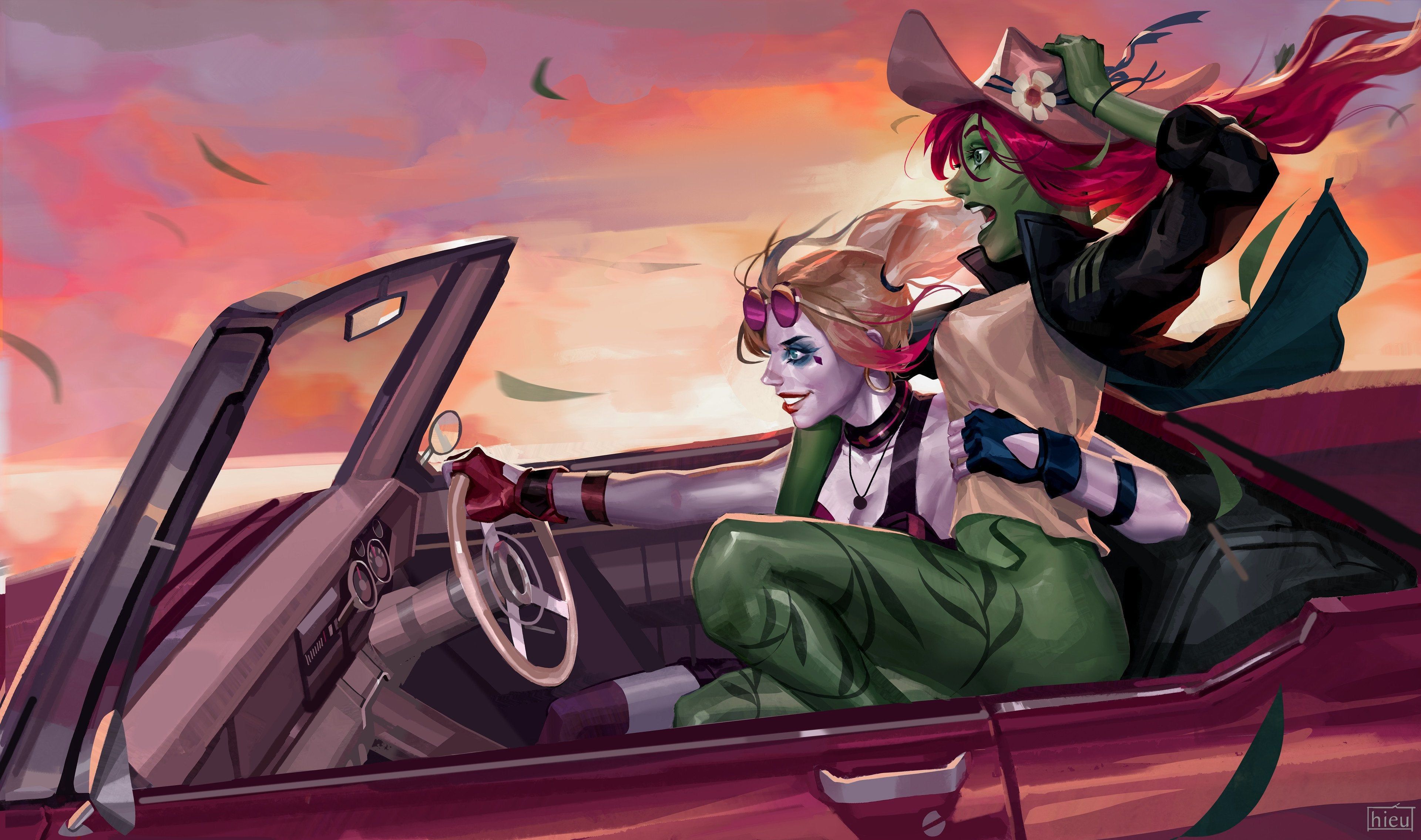 3840x2271 Harley Quinn With Poison Ivy Fun 4k