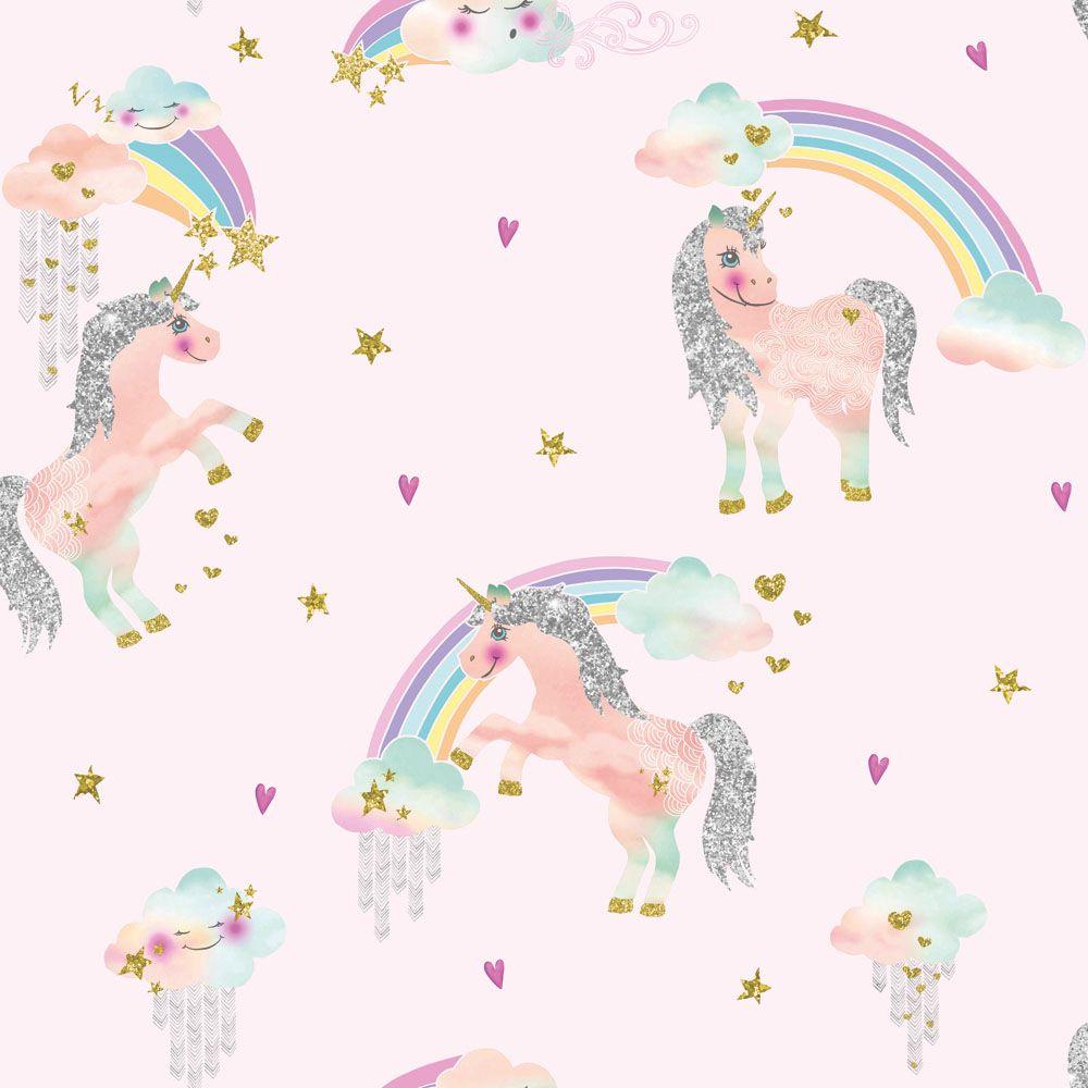 Seamless pattern with unicorn and rainbow on a pink backgroundChildrens  print For the design of wallpapers backgrounds wrapping paper fabrics  e Stock Vector Image  Art  Alamy