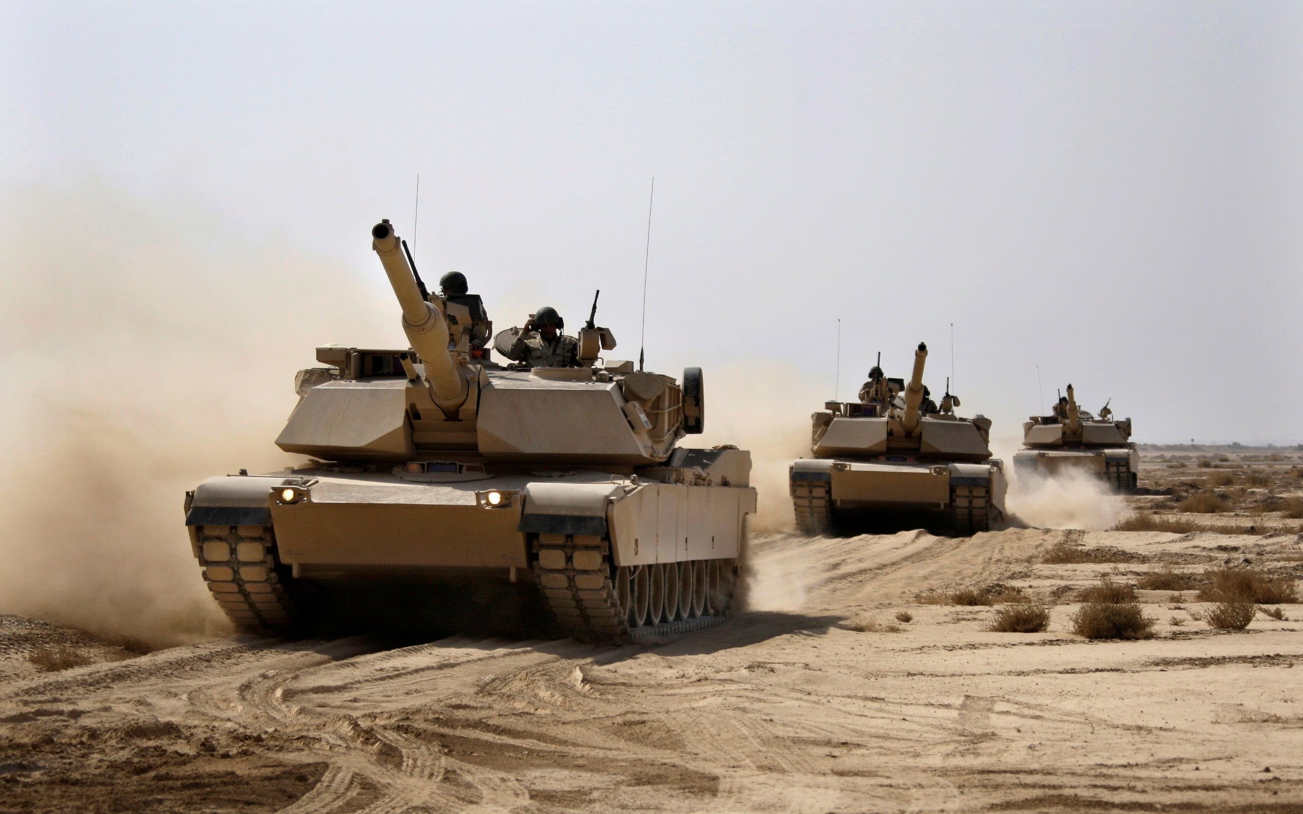 2560x1600 three gray battle tanks, USA, armor