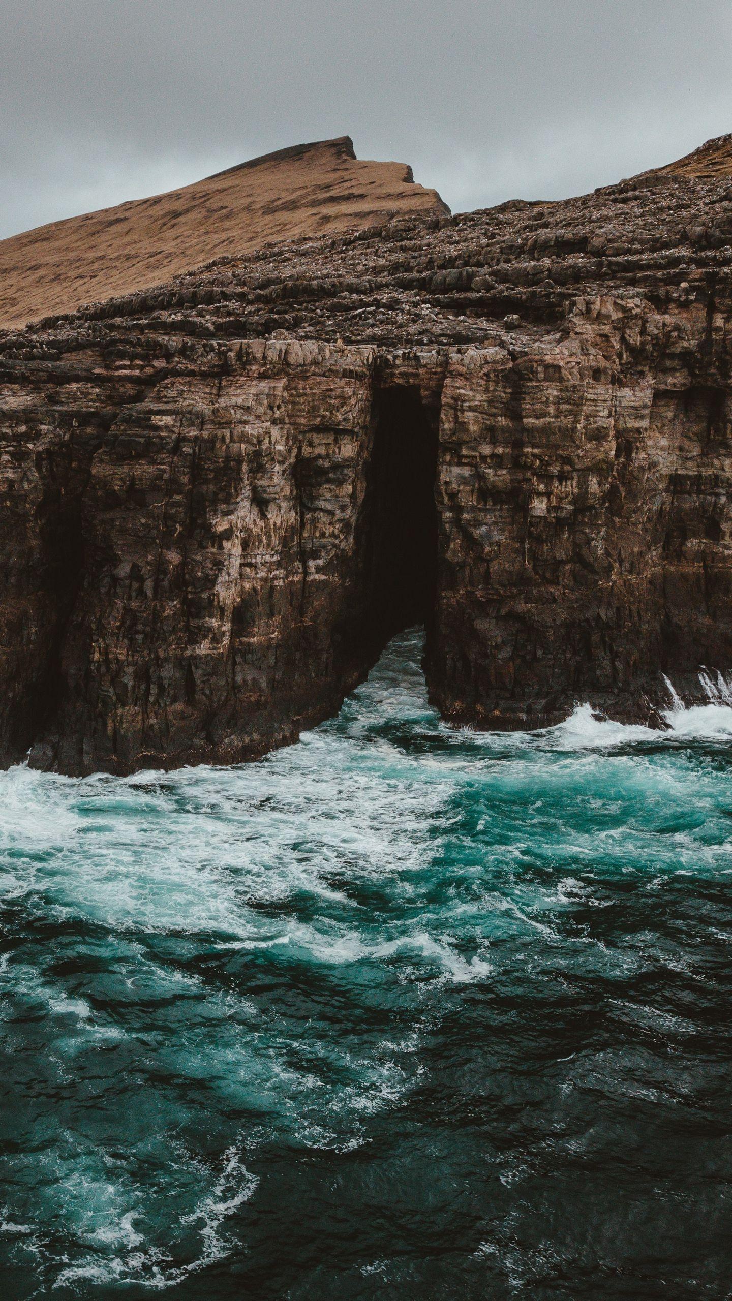 1440x2560 Download wallpaper 1440x2560 waterfall, rocks, current, foam