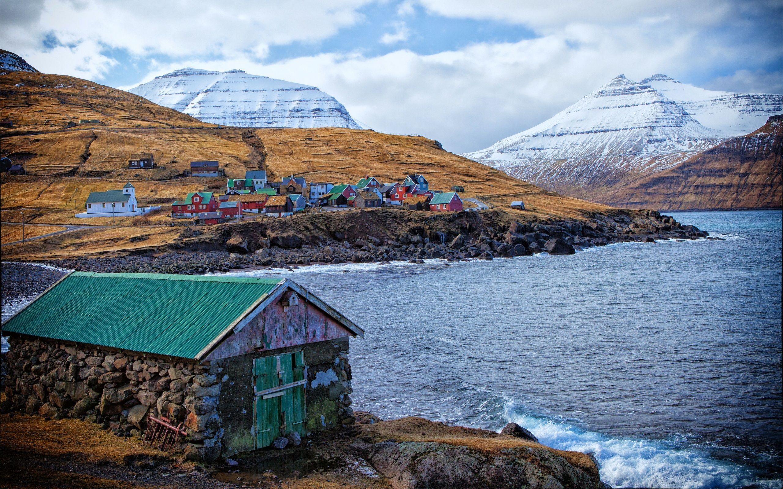 2560x1600 Wallpaper Faroe Islands, Denmark, houses, colors, mountains