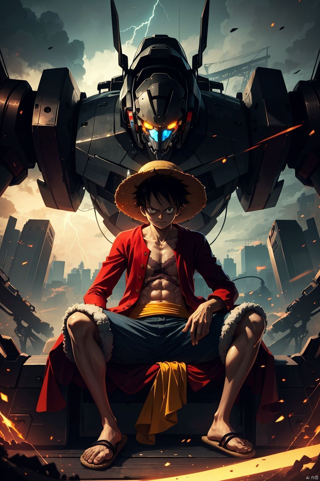 1024x1536 Luffy, 1 boy, straw hat, Black. image