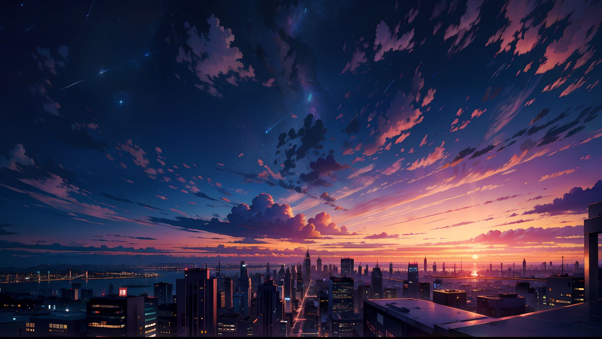 1920x1080 Anime City 4K Top View 1080P Laptop