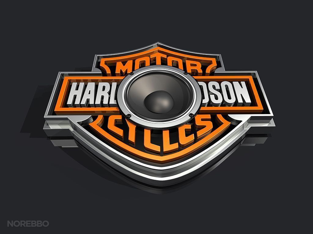 1024x768 3D Harley Davidson logos