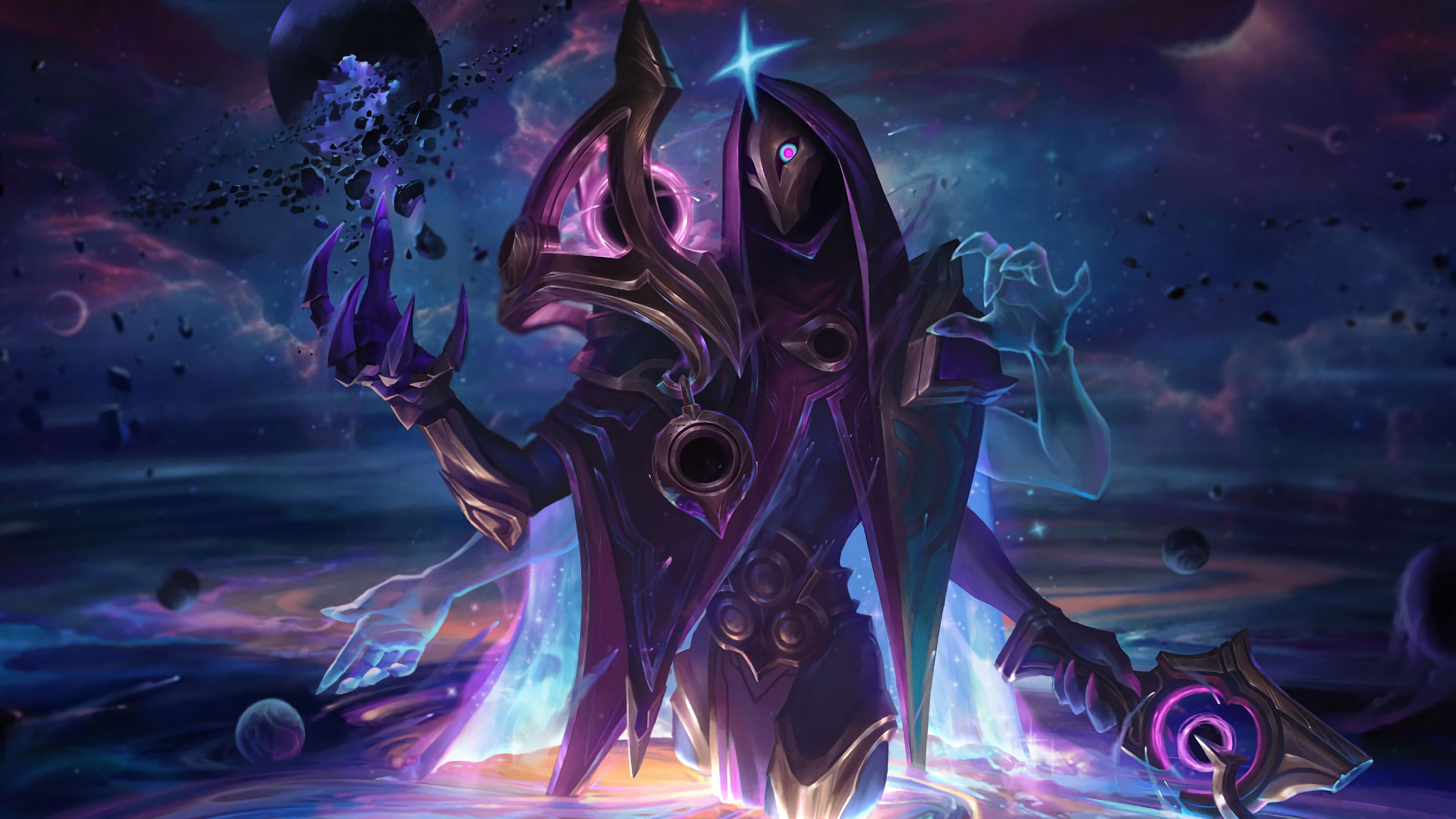 3840x2160 Dark Cosmic Jhin Splash Art LoL 4K