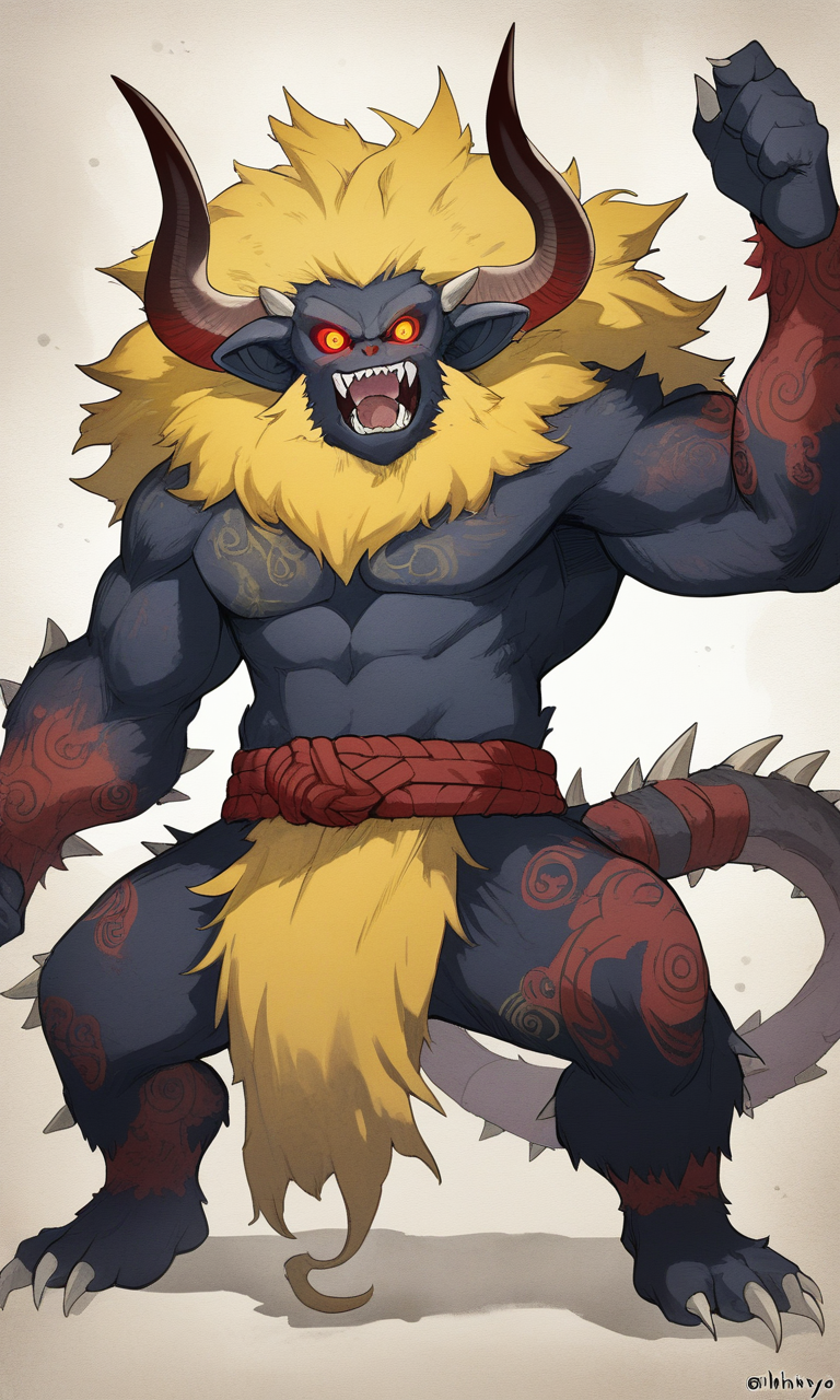 768x1280 AIイラスト: Enraged Rajang: A Monster