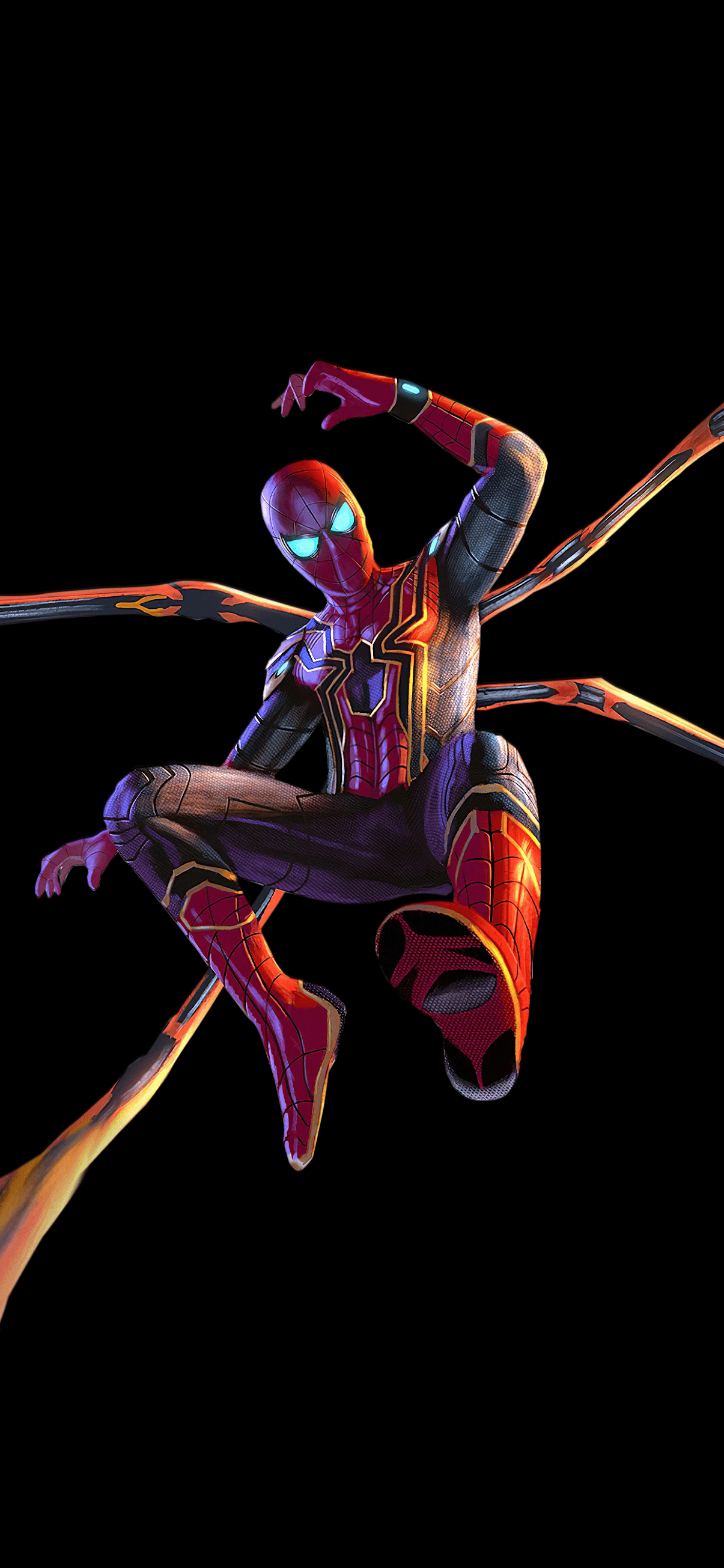 1205x2609 Black Wallpaper Spider Man Iron Spider