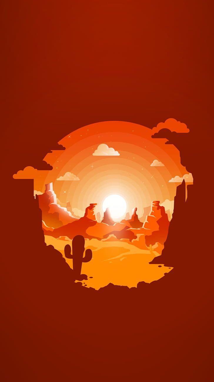 728x1294 HD wallpaper: material style, minimalism, orange color