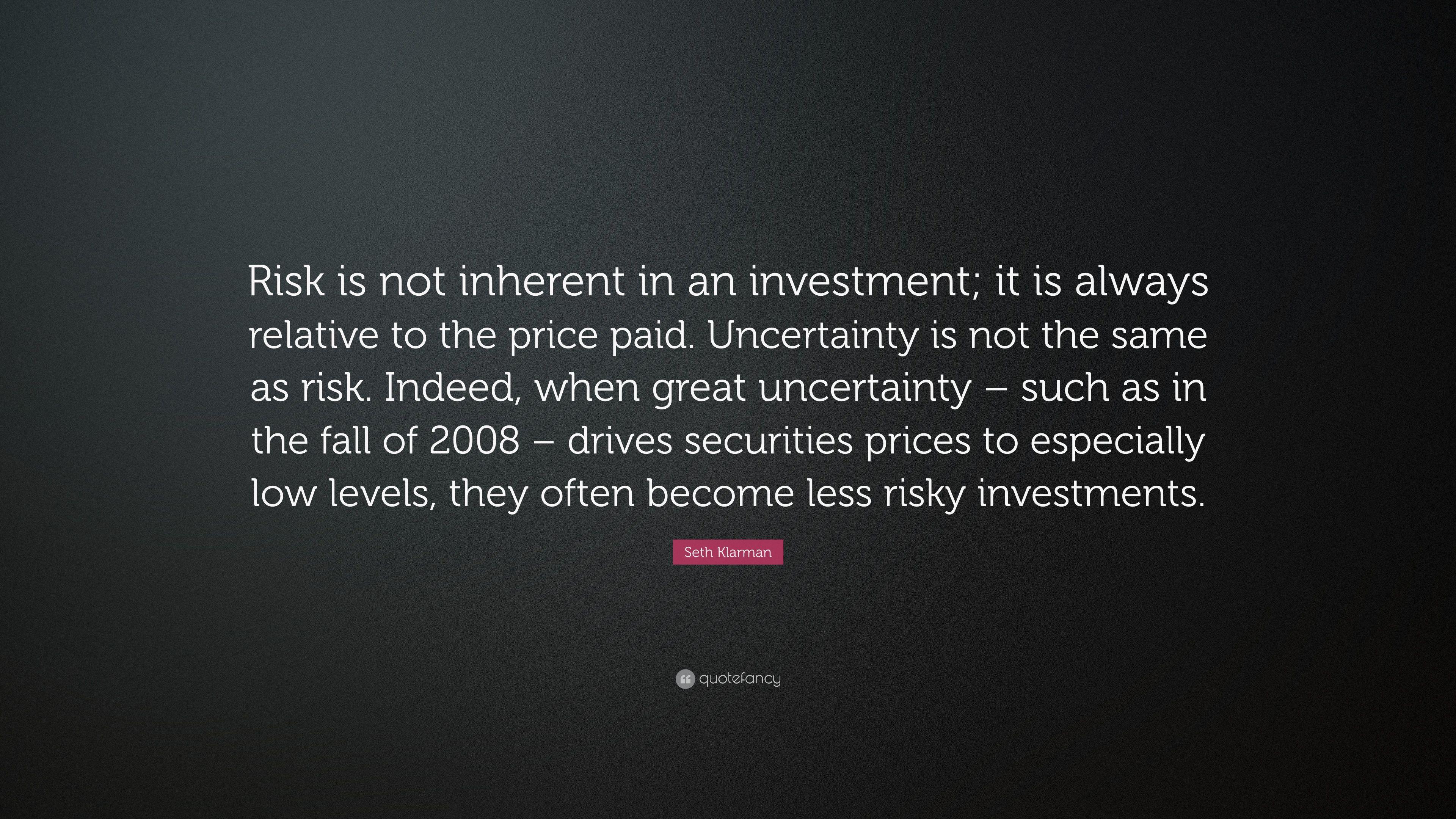 3840x2160 Seth Klarman Quote: “Risk is not inherent in an investment