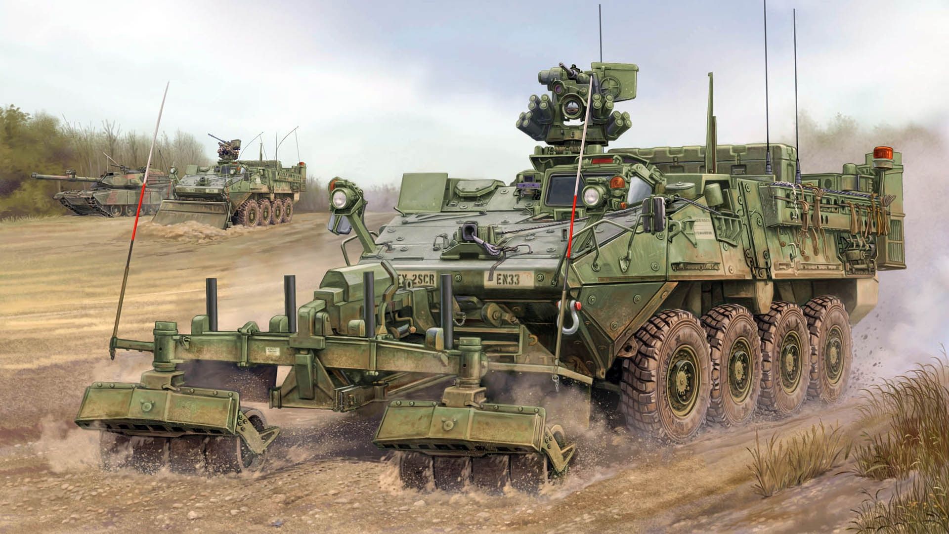 1920x1080 Wallpaper APC, Stryker, ESV, army