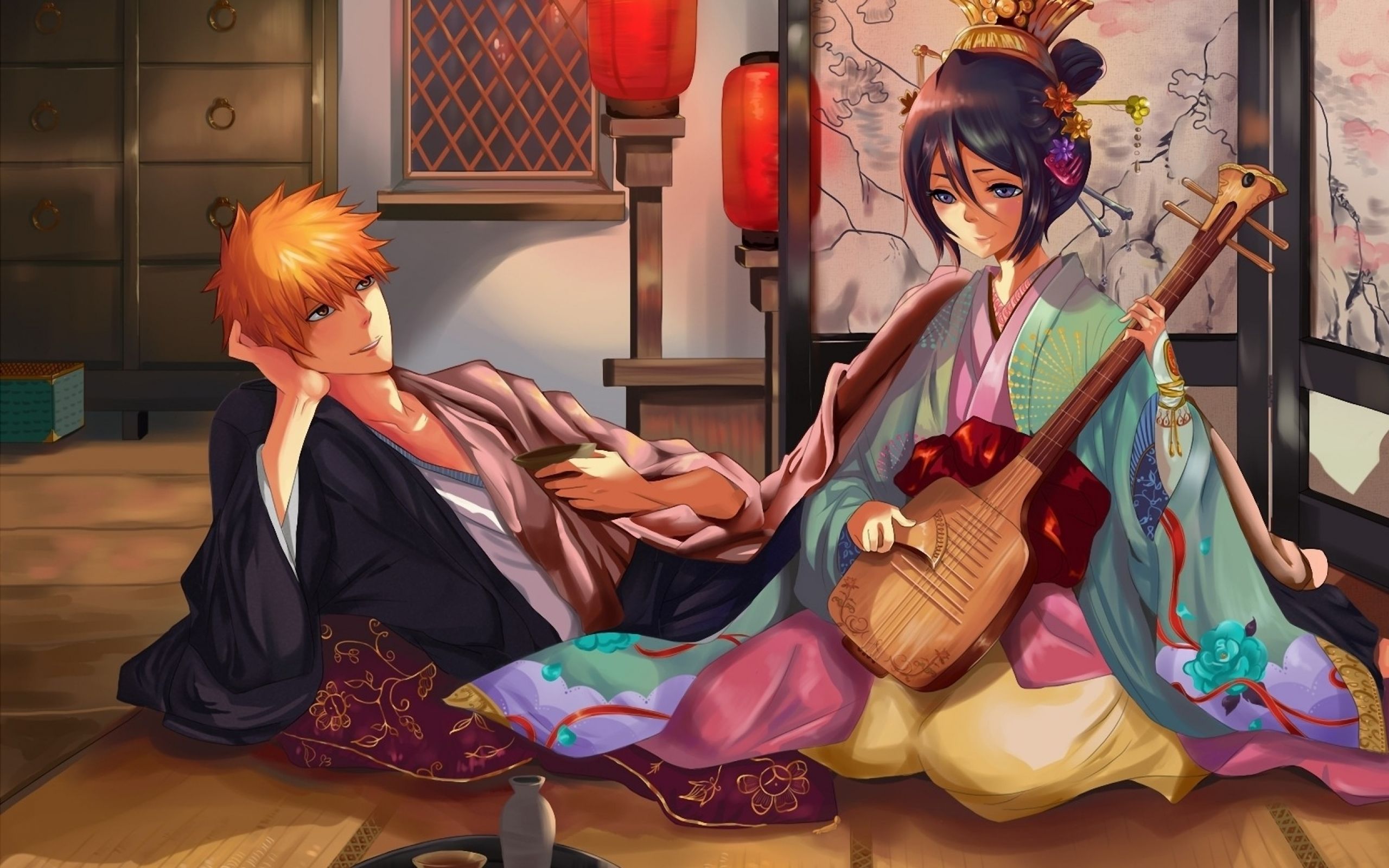 2560x1600 Rukia and Ichigo Bleach HD Wallpaper