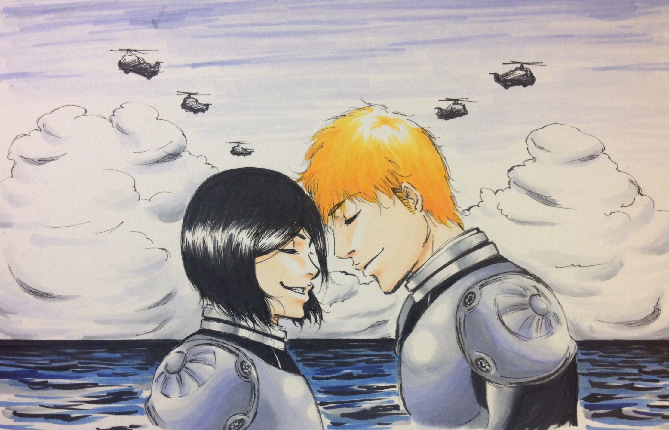 2225x1429 bleach, ichigo, rukia kuchiki Wallpaper