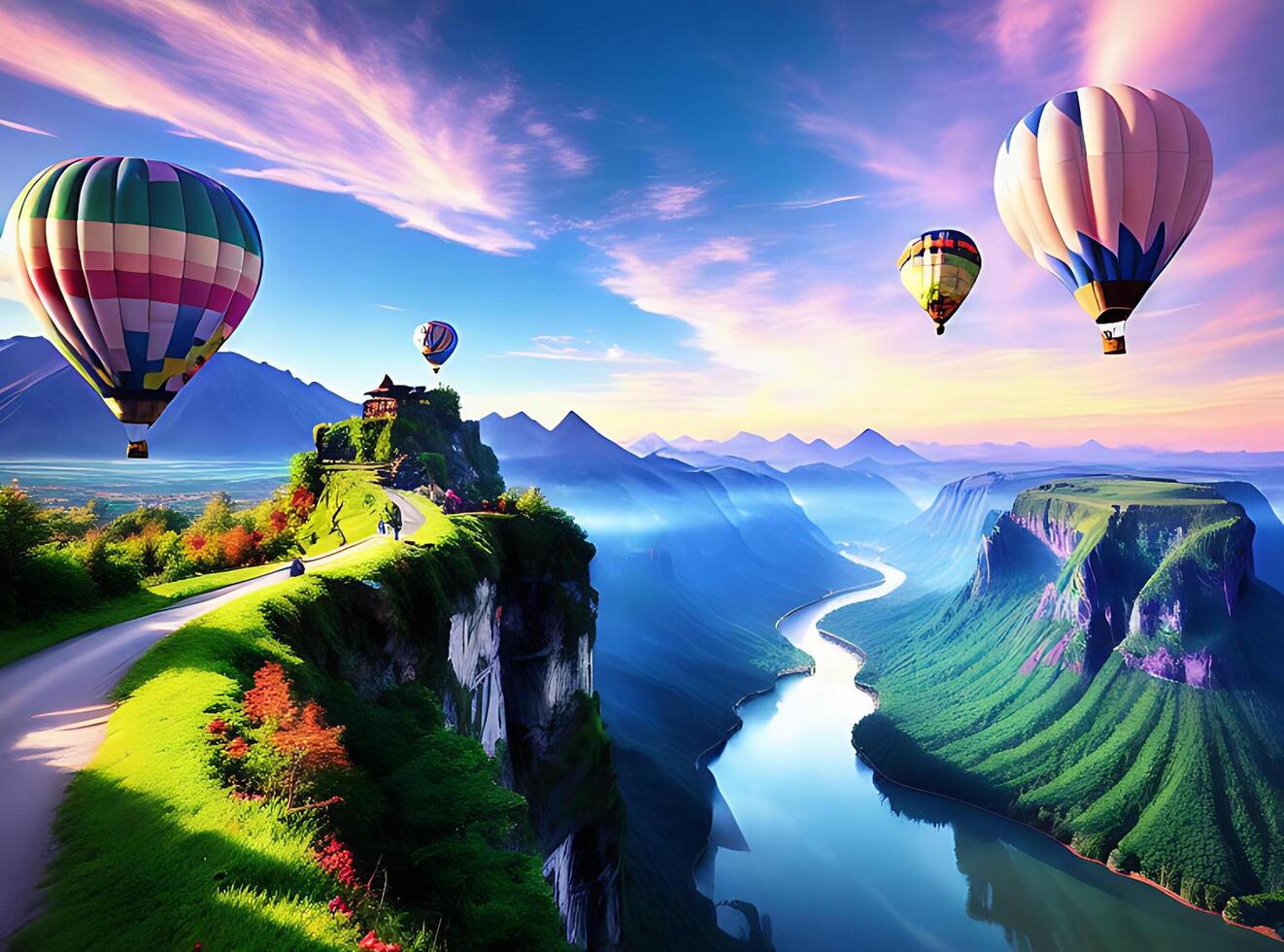 1322x980 Wallpaper landscape, painting, fantasy