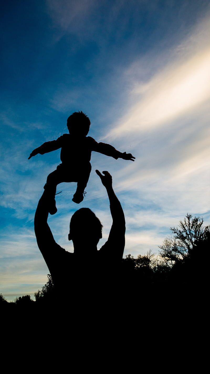 800x1422 Father and child, dad, shadow, HD phone