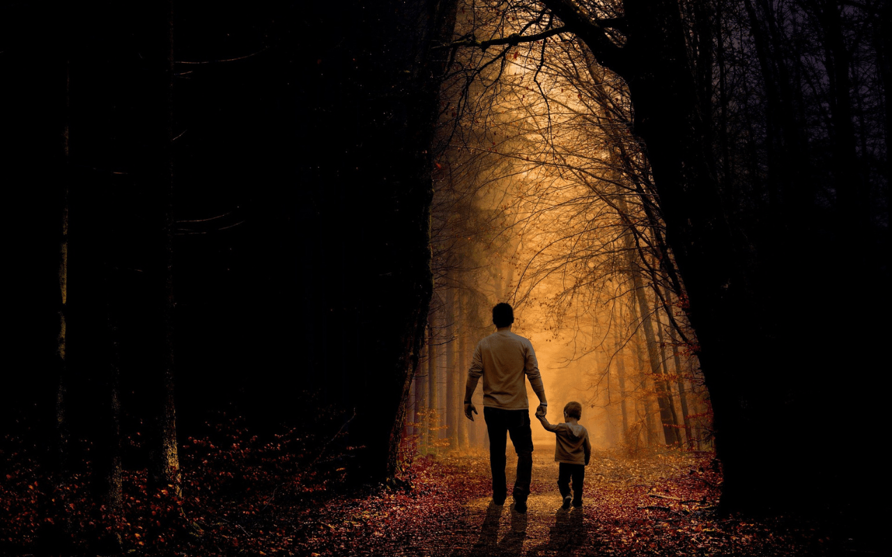 1280x800 Father and son go for a walk