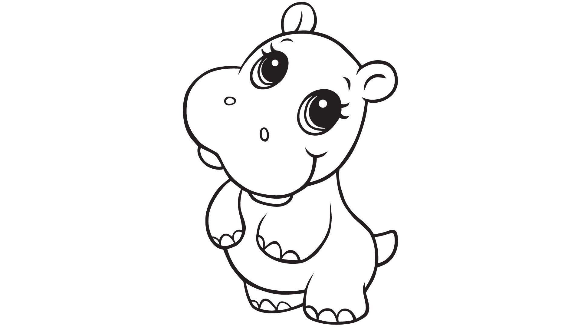 1920x1080 Hippo Coloring Page. Download HD Wallpaper