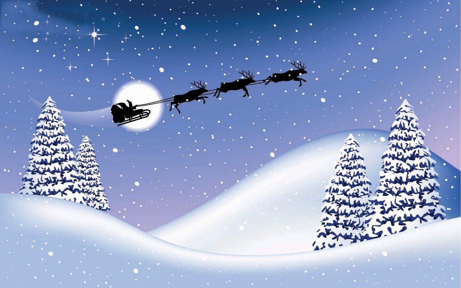 1600x1000 Santa Sleigh And Reindeer Wallpaper