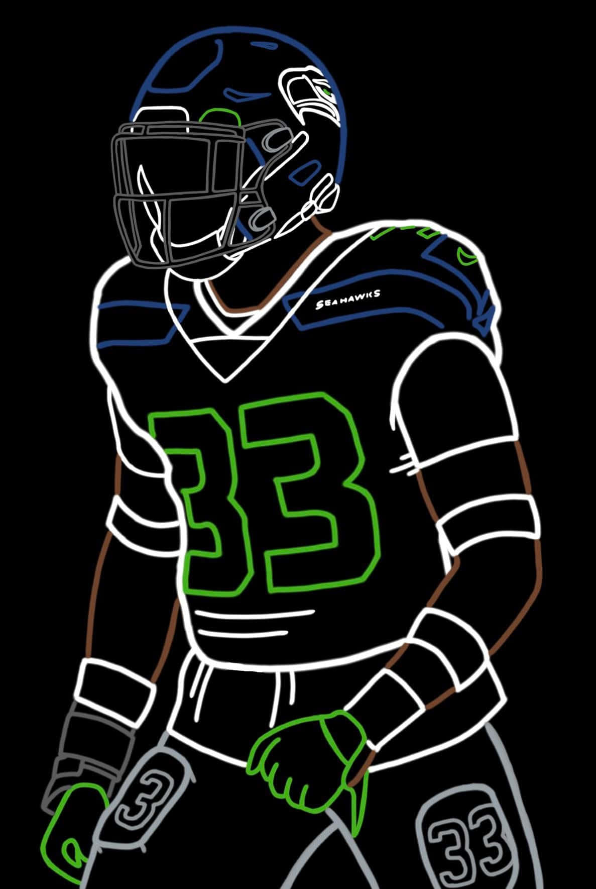 1187x1769 Jamal Adams Neon Line Art Wallpaper