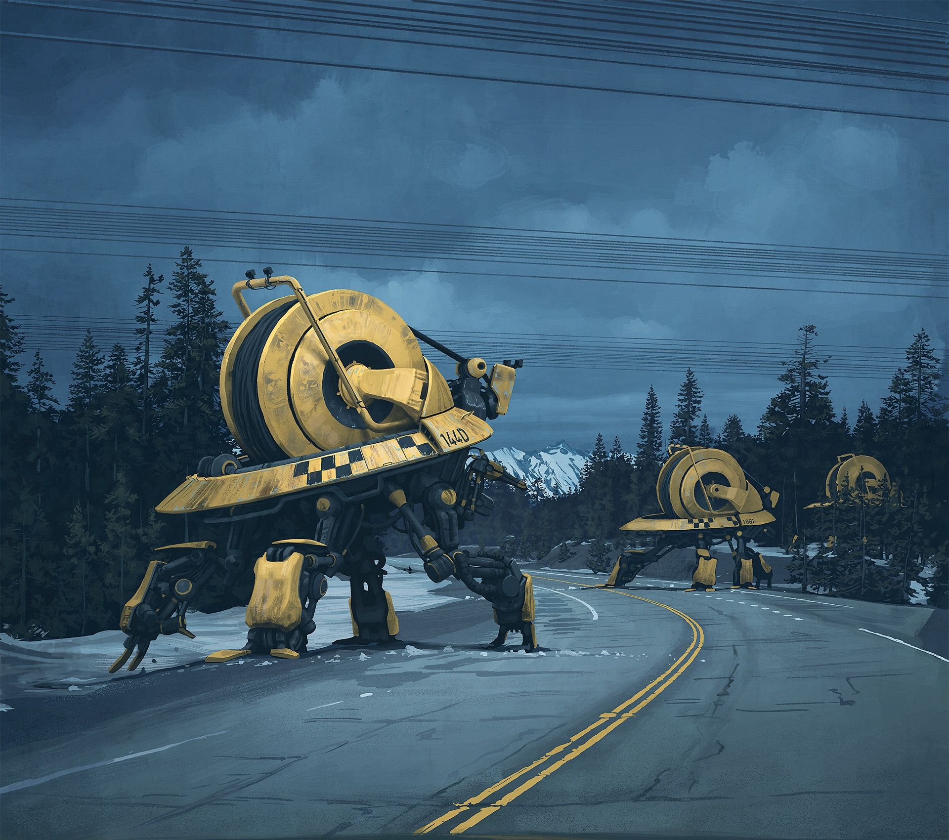 1920x1700 Futuristic Road Robot Wallpaper