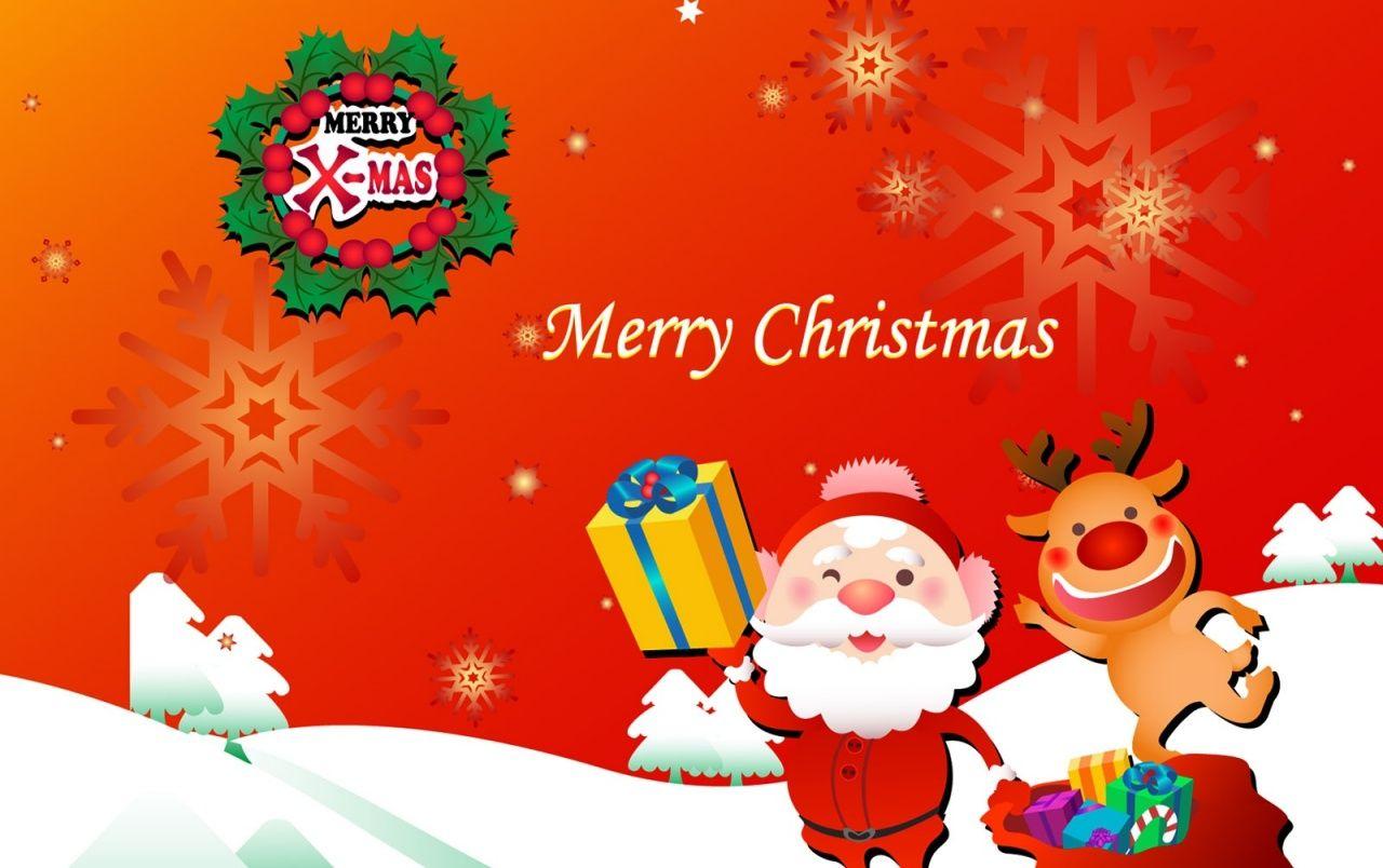 1280x804 Santa and Rudolf Merry Christmas wallpaper