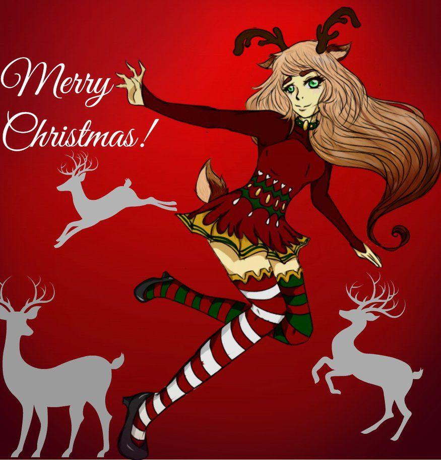 875x912 Christmas Kawaii Reindeer Girl