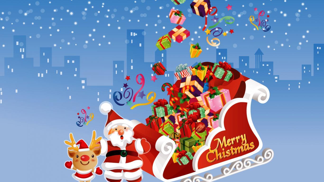 1366x768 Happy Christmas Newyear HD Santa Claus Wallpaper