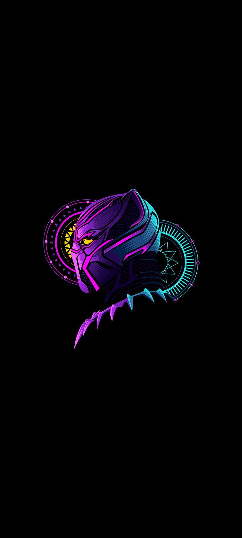 800x1778 Black Panther Amoled, black panther, marvel, neon, super amoled, HD phone wallpaper