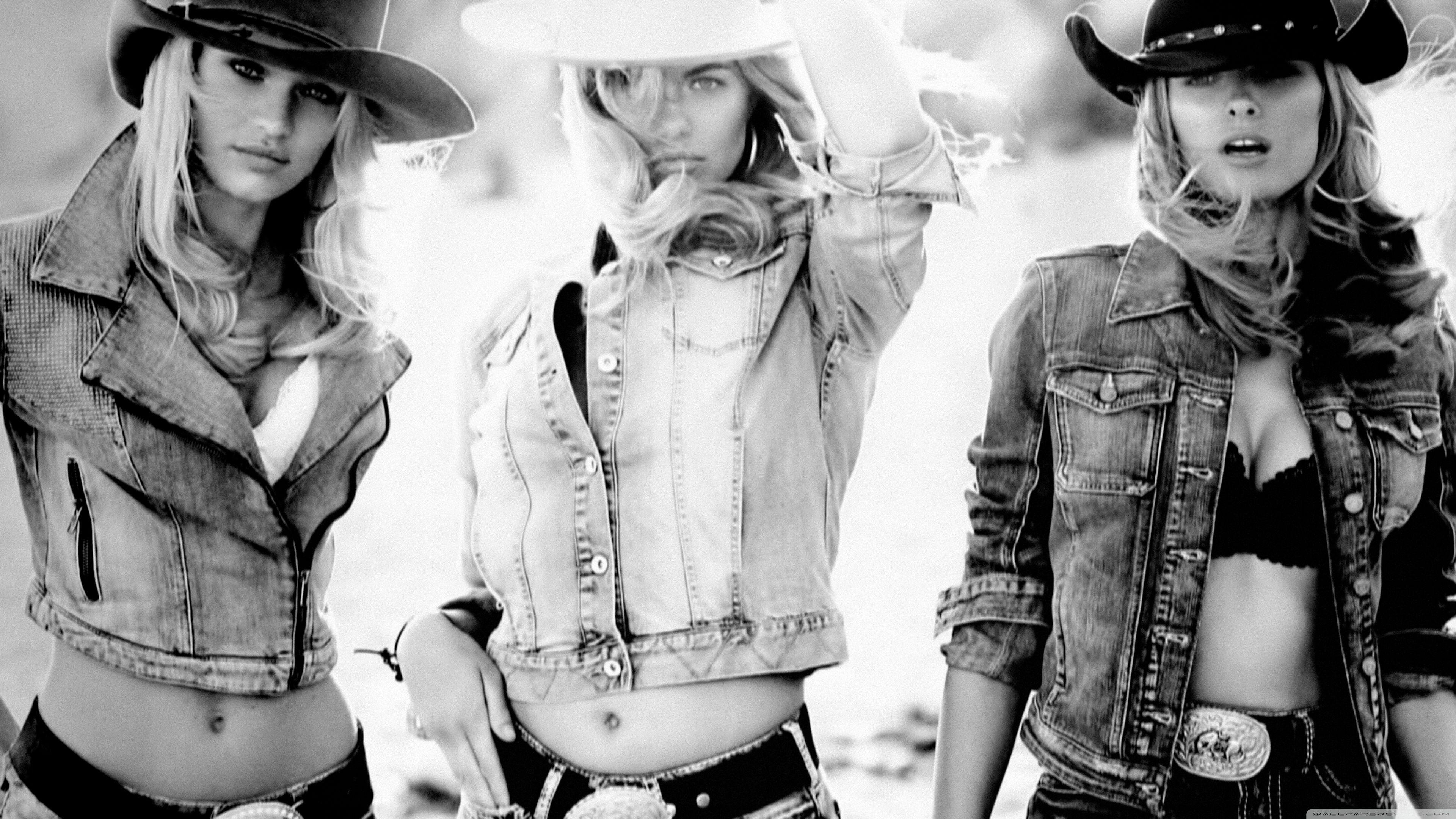 3840x2160 Candice Swanepoel Cowgirl Black and White ❤ 4K HD Desktop