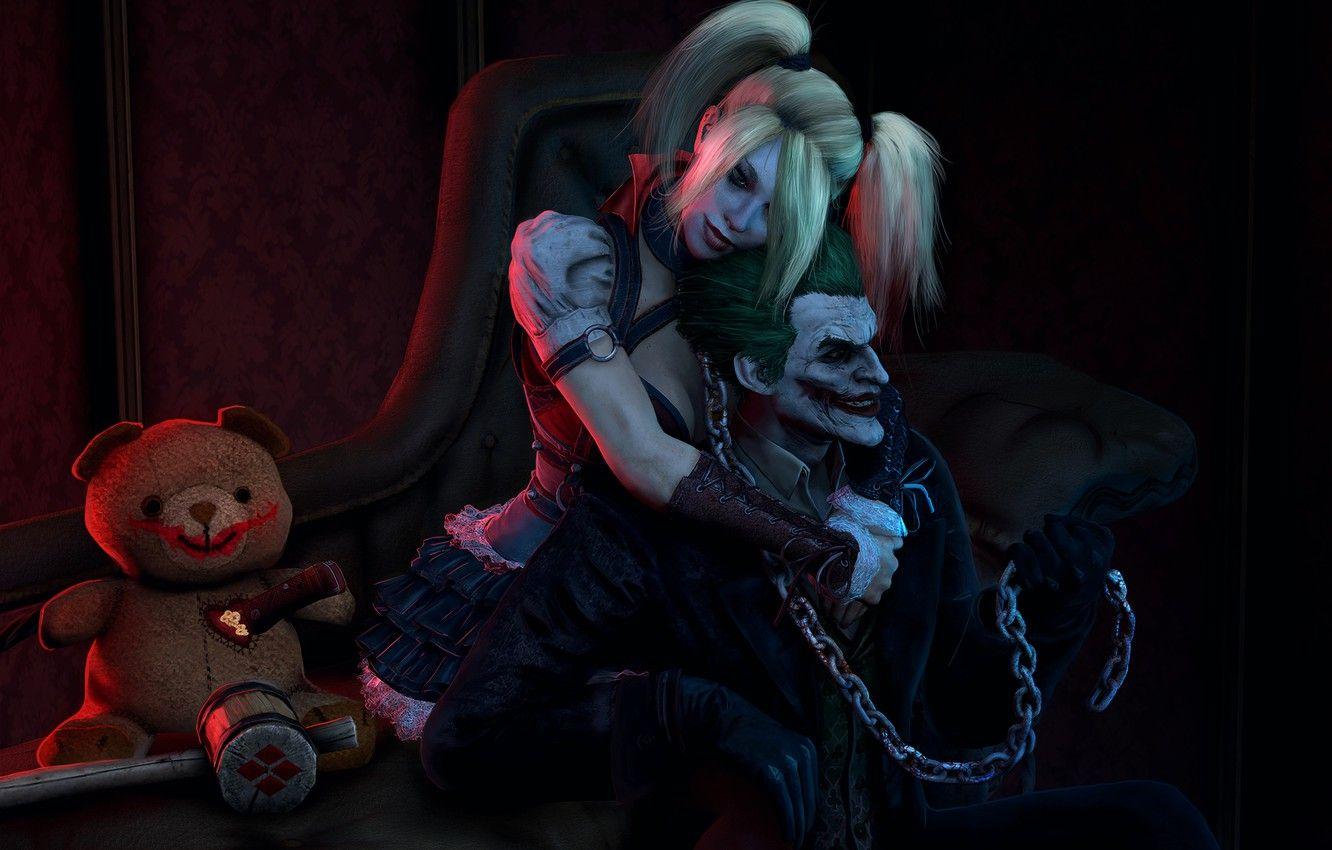 1332x850 Wallpaper chain, villain, joker, harley quinn, DC Comics, Batman: Arkham Knight image for desktop, section игры