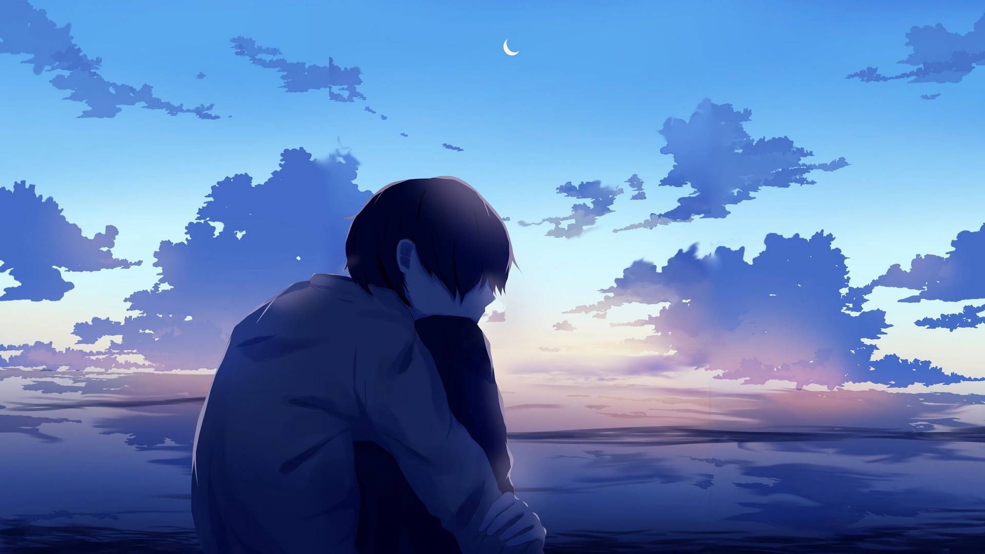 1920x1080 Download Anime Boy Sad Aesthetic Sun